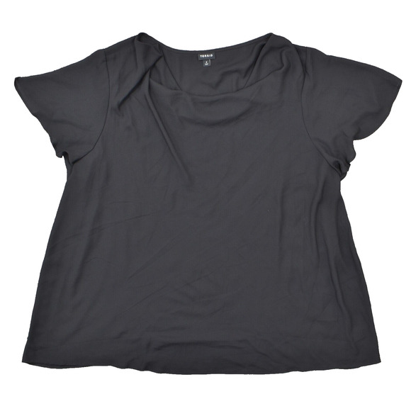 Torrid Women's Plus Size 4 Blouse Top Short Sleeve Black Polyester Scoop Neck - Picture 1 of 8